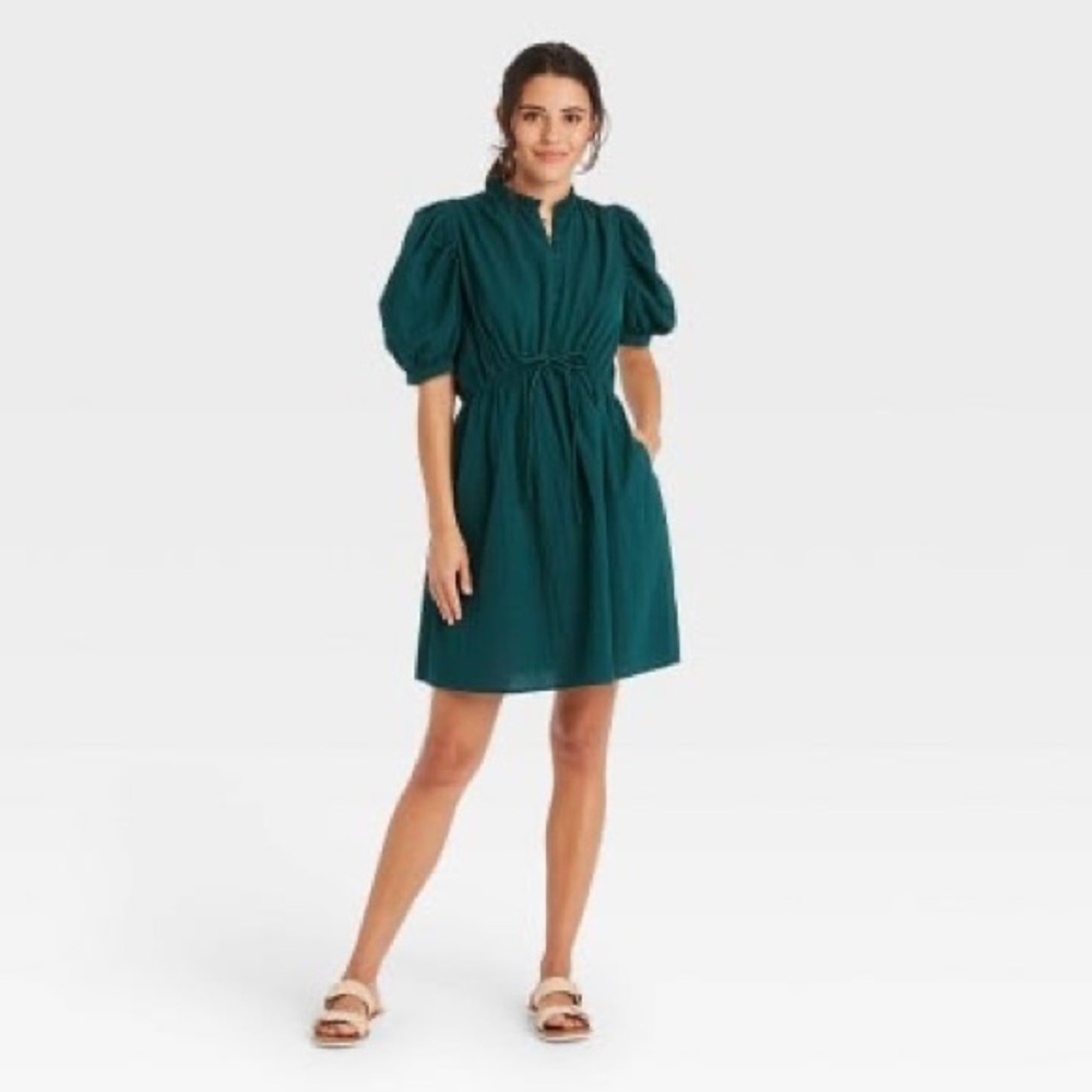 a new day Teal Puff Sleeve Mini Dress